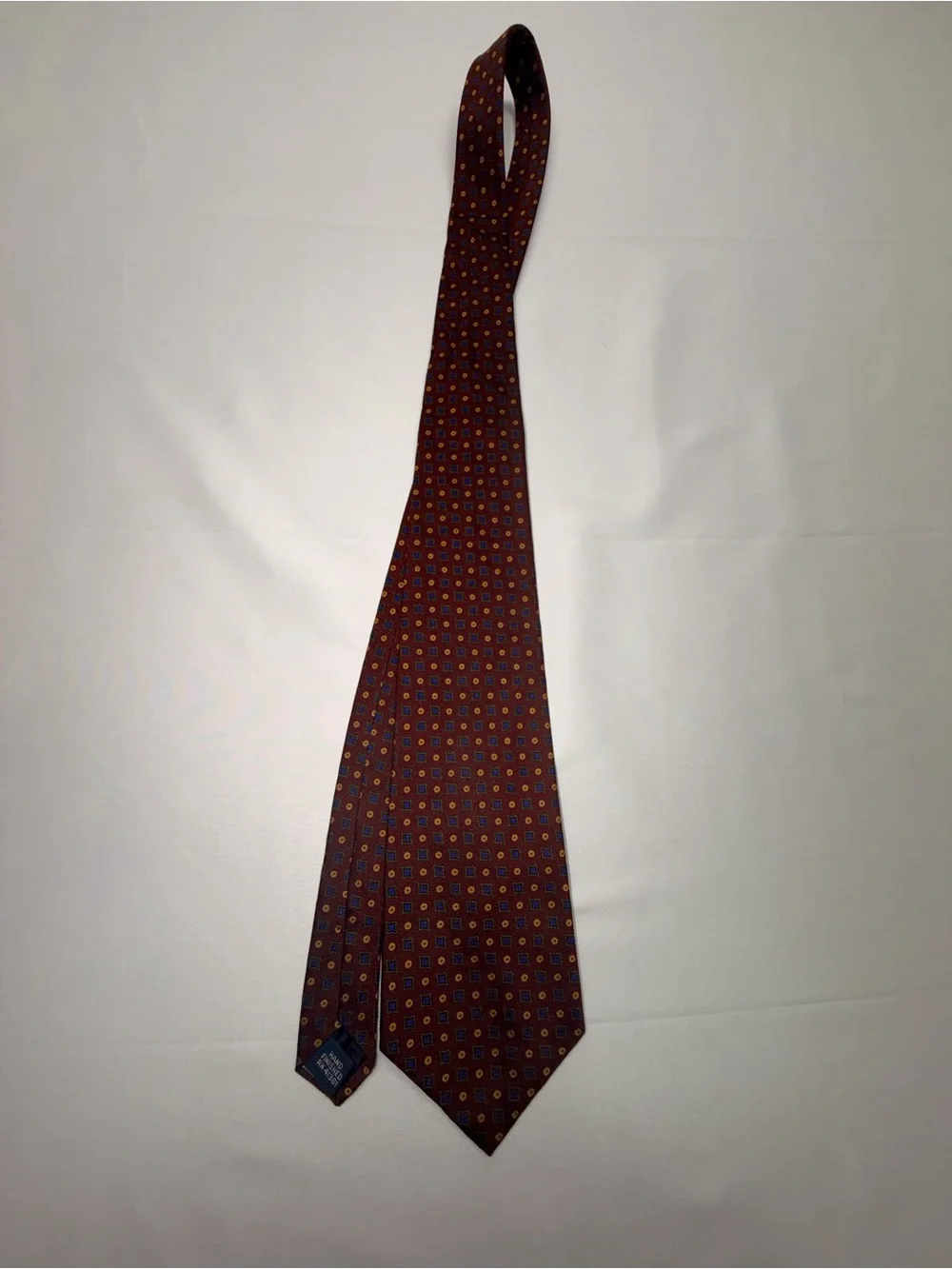 Vintage Polo Ralph Lauren Silk Tie Burgundy Geometric USA